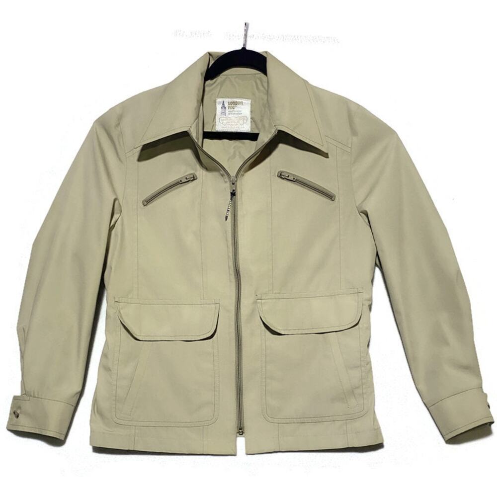London Fog Zip Up Jacket Women's Medium 40 Tan Lined With Front Pockets